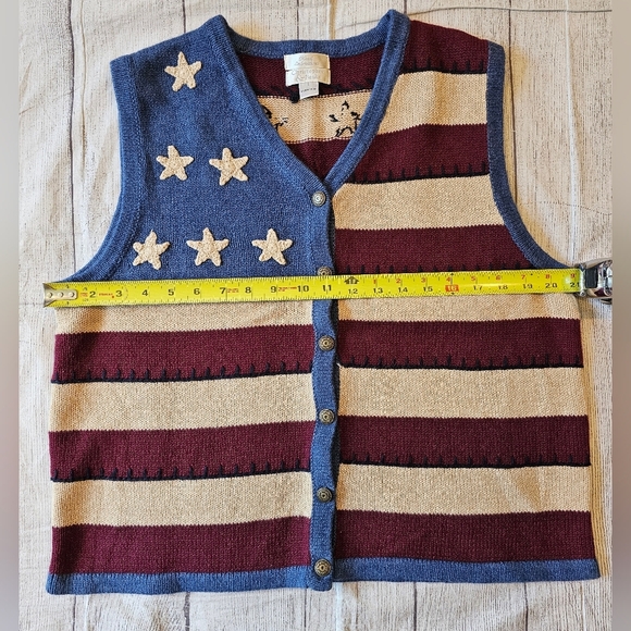 Christopher & Banks Size Large Vintage Hand Embroidered Patriotic Sweater Vest - Picture 9 of 9